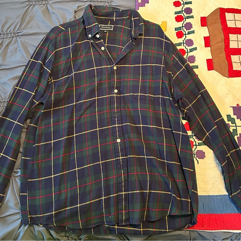Rails Navy Green Plaid Button-Up Shirt